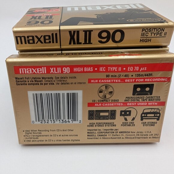 Lot of 6 Maxell XLII 90 High Bias Audio 90 Minutes Cassette - NEW & SEALED - Picture 2 of 4